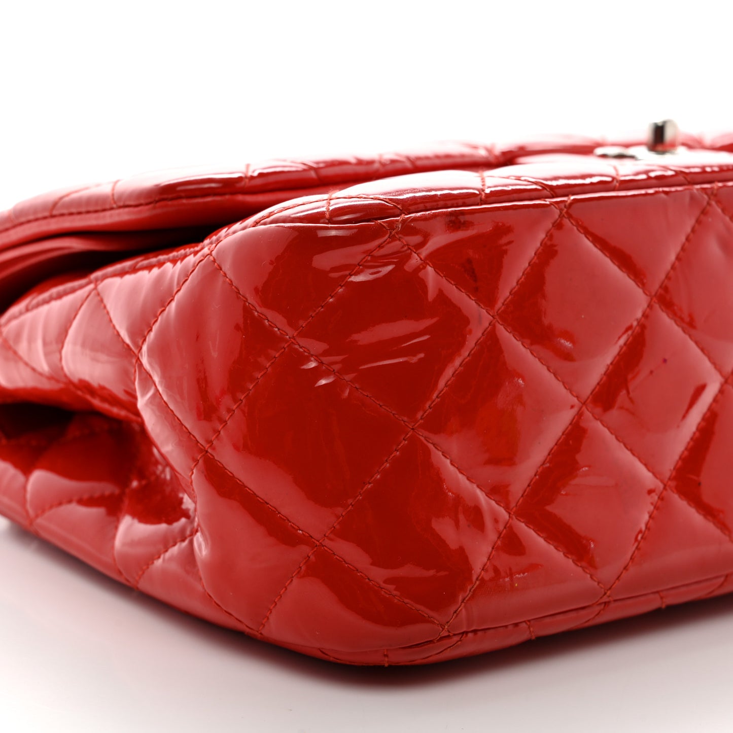 Patent Quilted Jumbo Double Flap Red