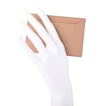 Prada Vitello Grain Metal Card Holder Cipria 2 of 7