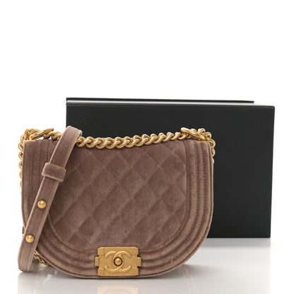 Chanel Velvet Quilted Small Boy Messenger Bag Beige 11 of 11