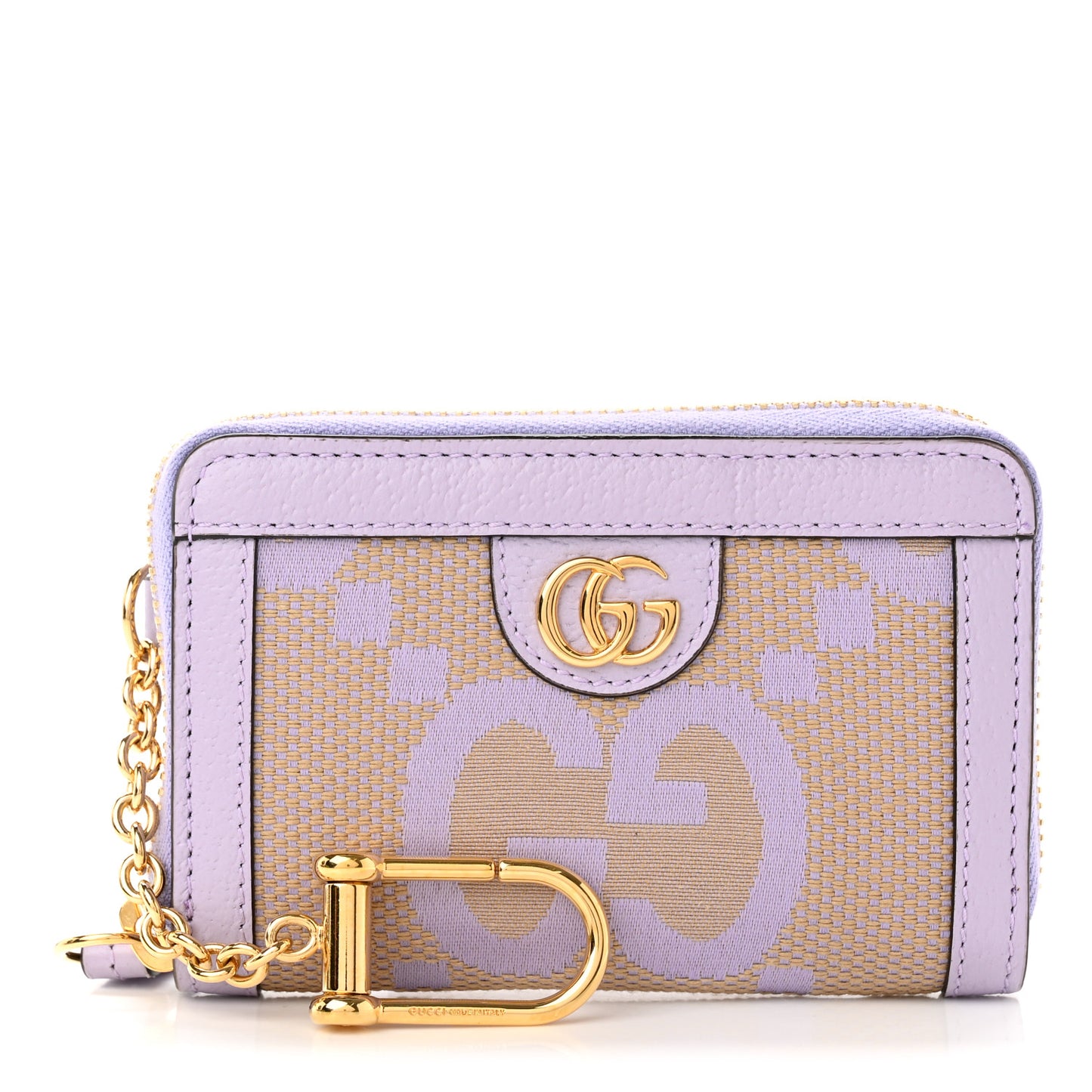 Monogram Jumbo GG Textured Dollar Calfskin Ophidia Key Card Case Beige Lapis