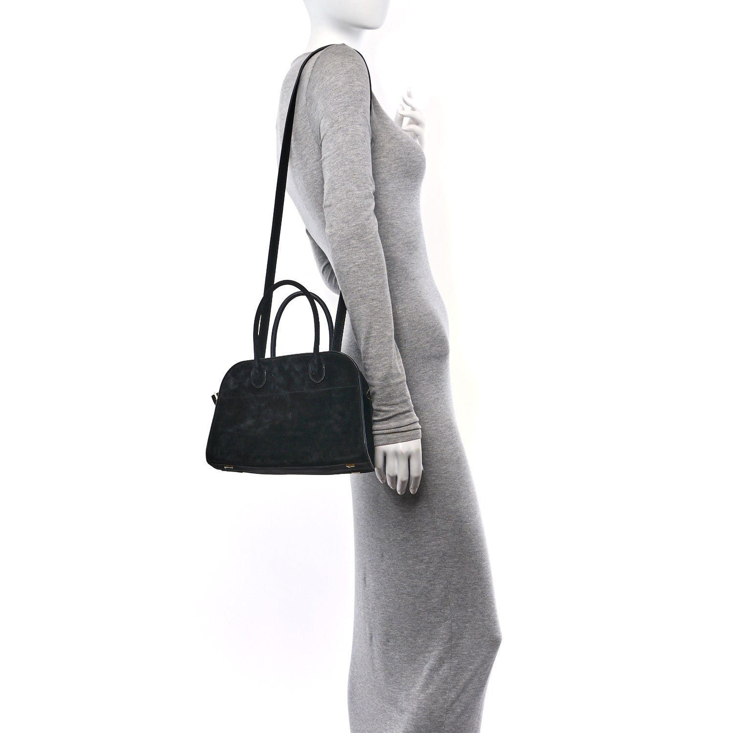 The Row Suede Soft Margaux 10 Bag Black 2 of 11