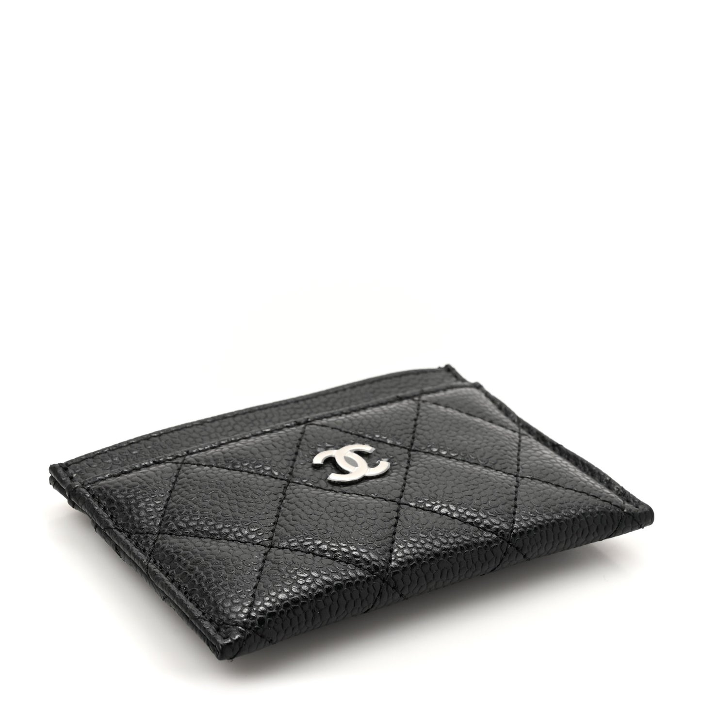 Caviar Quilted Card Holder Black