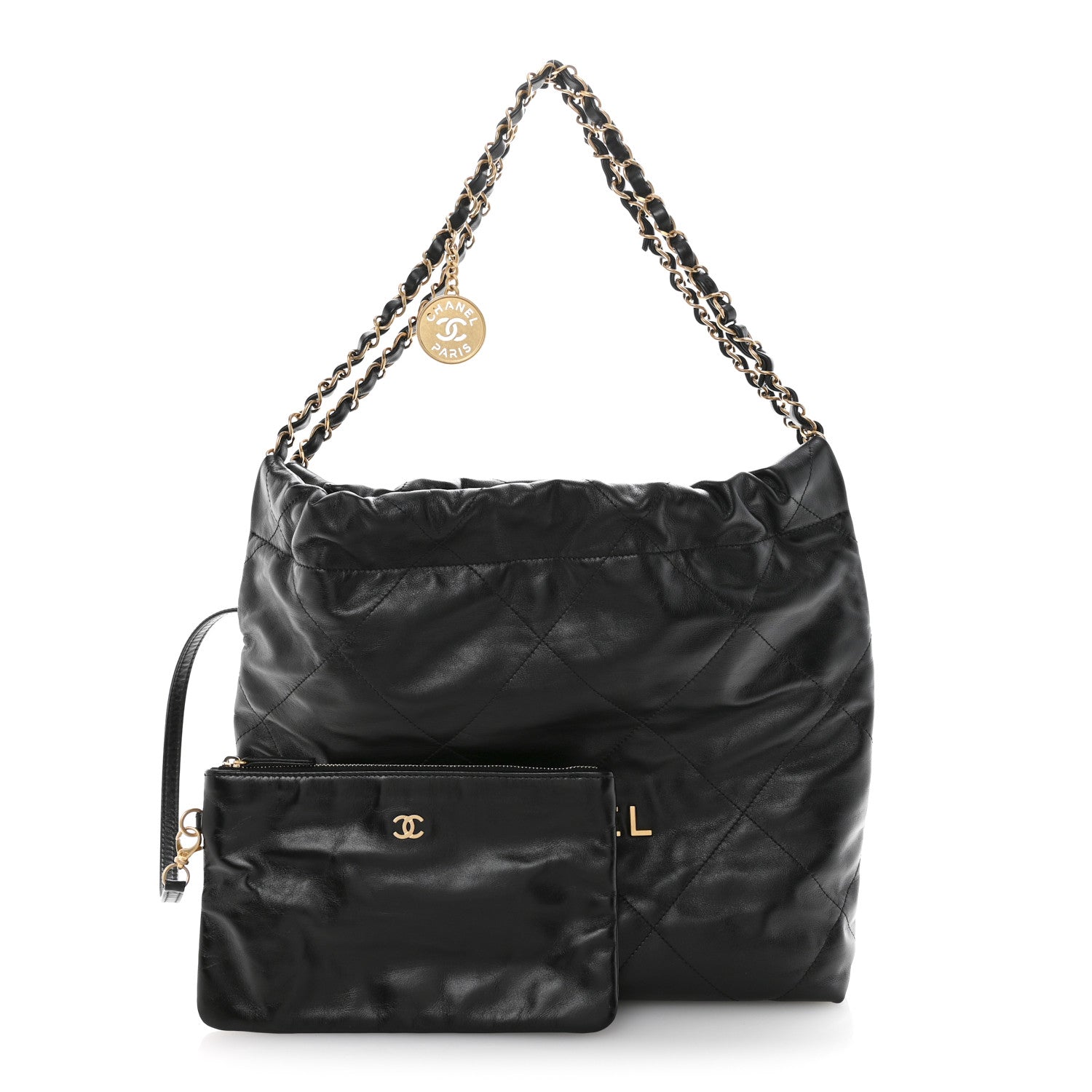 Chanel Shiny Calfskin Quilted Small Chanel 22 Black 3 of 12