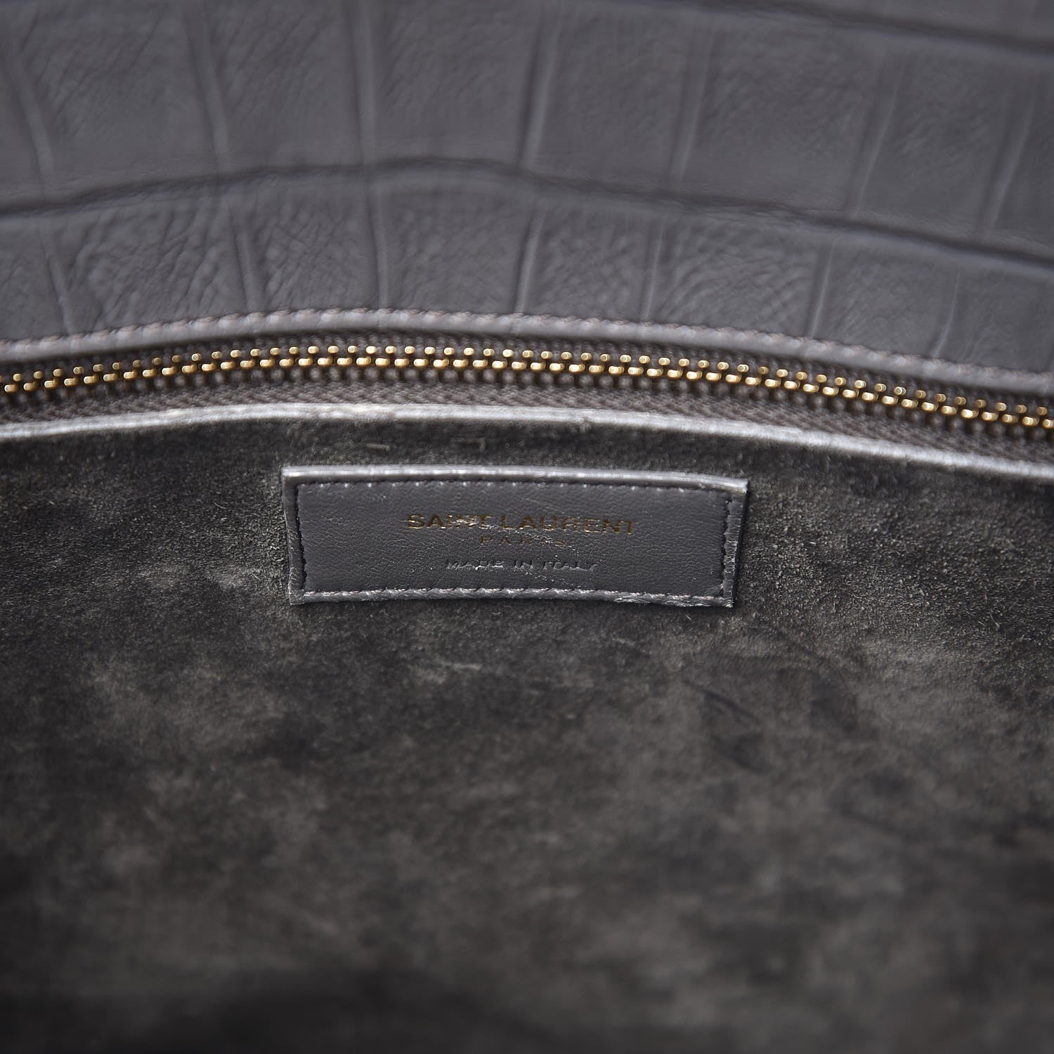 Saint Laurent Calfskin Crocodile Embossed Small Sac De Jour Earth 6 of 12