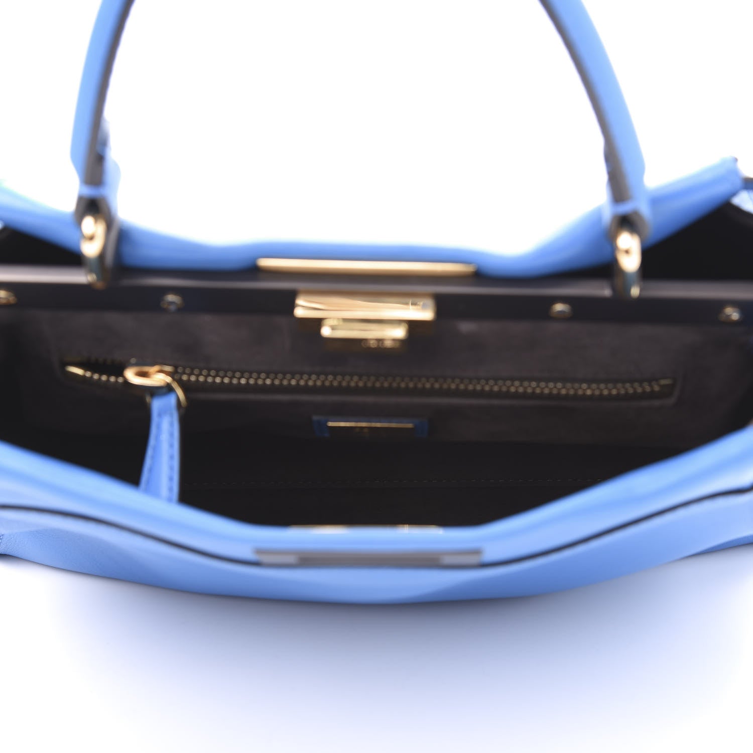 Fendi Vitello Seta Medium Peekaboo Iconic Satchel Blue Royal 5 of 12