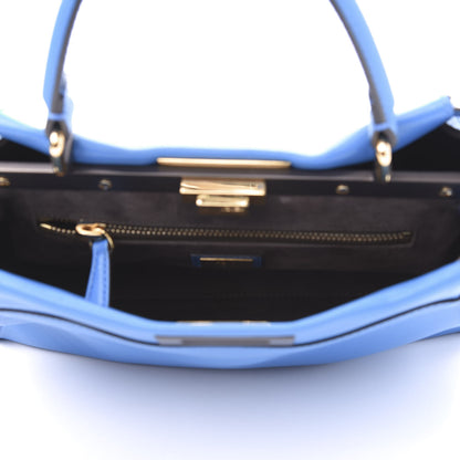 Fendi Vitello Seta Medium Peekaboo Iconic Satchel Blue Royal 5 of 12