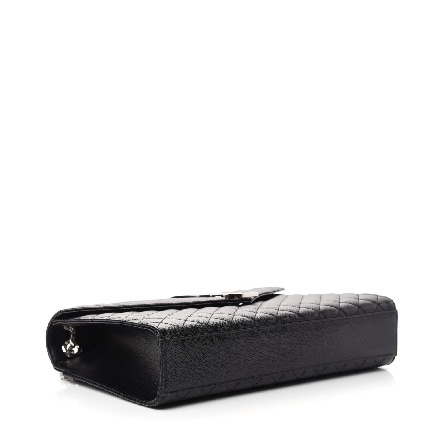 Saint Laurent Grain De Poudre Textured Mixed Matelasse Large Triquilt Monogram Satchel Black 4 of 10