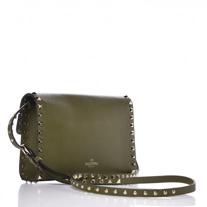 Valentino Garavani Pebbled Calfskin Medium Rockstud Flip Lock Crossbody Bag Army Green 3 of 7