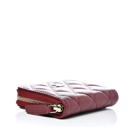 Chanel Iridescent Caviar Quilted Zip Card Holder Burgundy 4 of 8