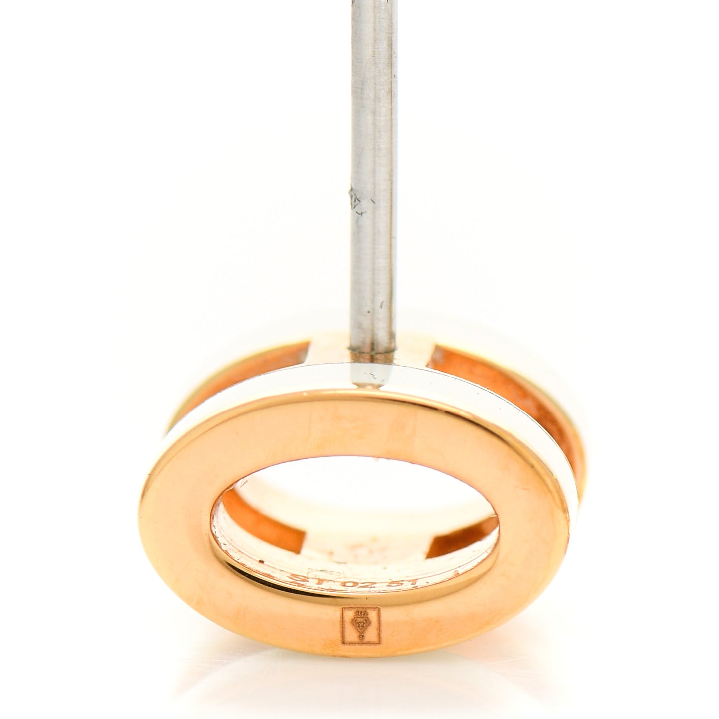 Rose Gold Lacquered Mini Pop H Earrings White