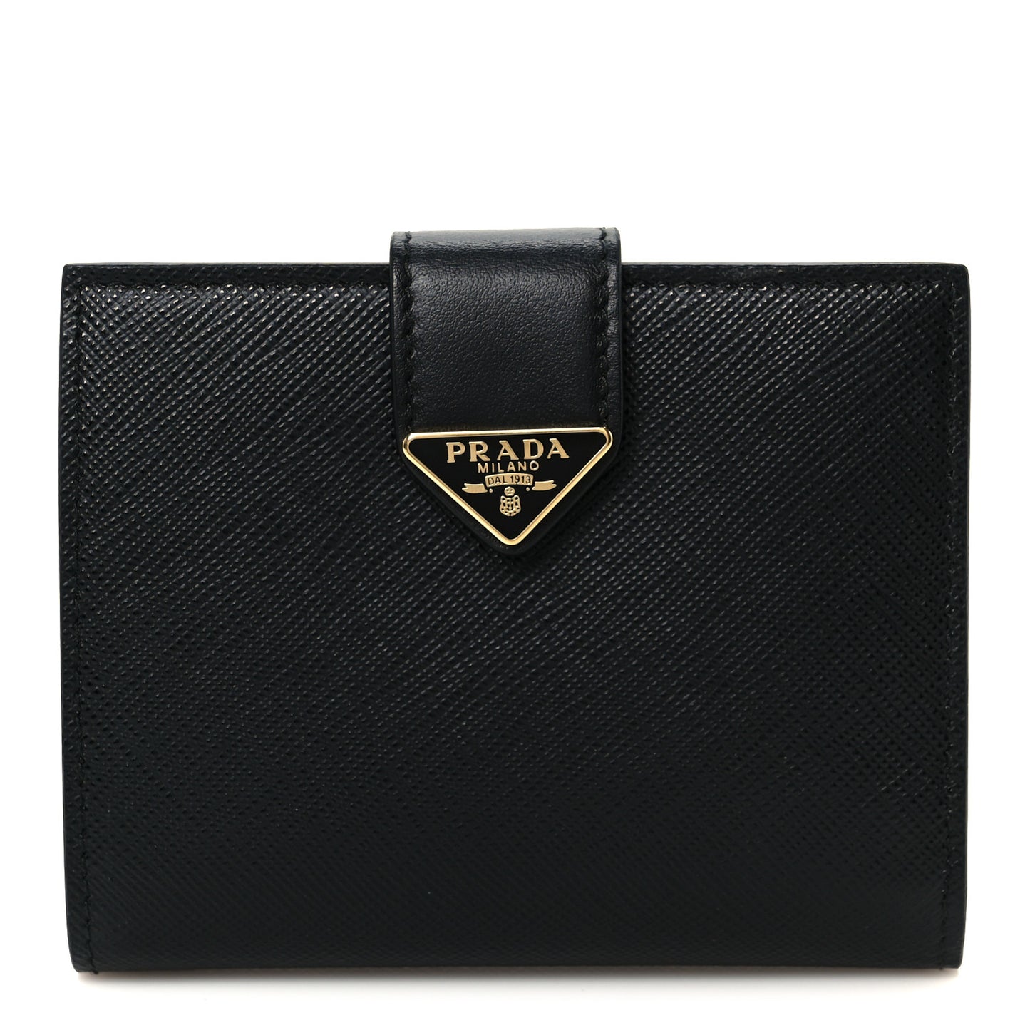 Saffiano Small Triangle Bi-Fold Tab Wallet Black