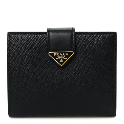 Prada Saffiano Small Triangle Bi-Fold Tab Wallet Black 8 of 8