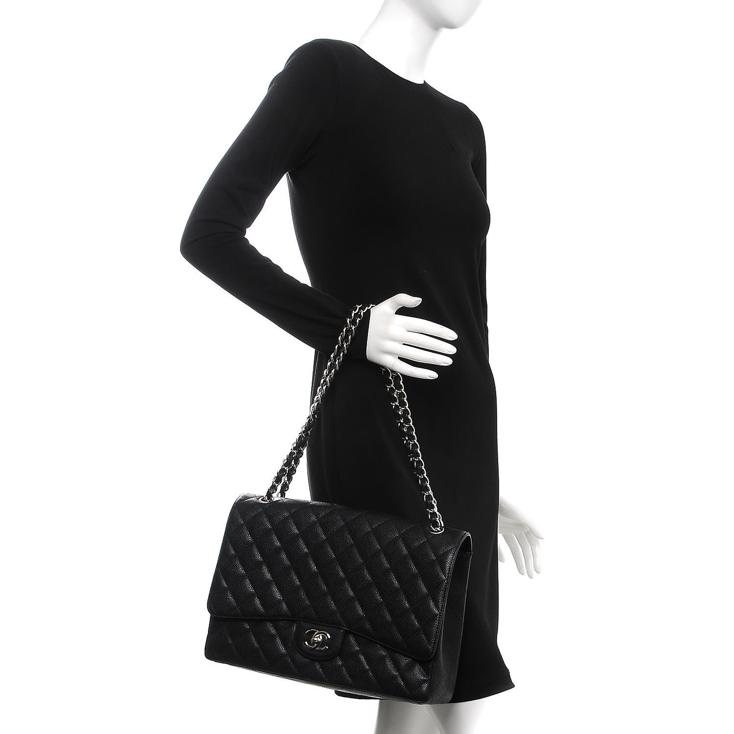 Chanel Caviar Quilted Maxi Single Flap Black 3 of 9