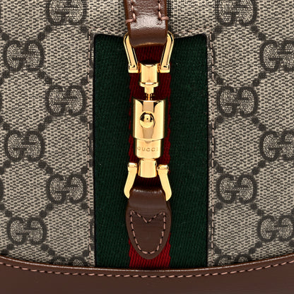 Gucci GG Supreme Monogram Azalea Calfskin Web Mini Jackie 1961 Hobo Beige Ebony Brown Sugar 7 of 9