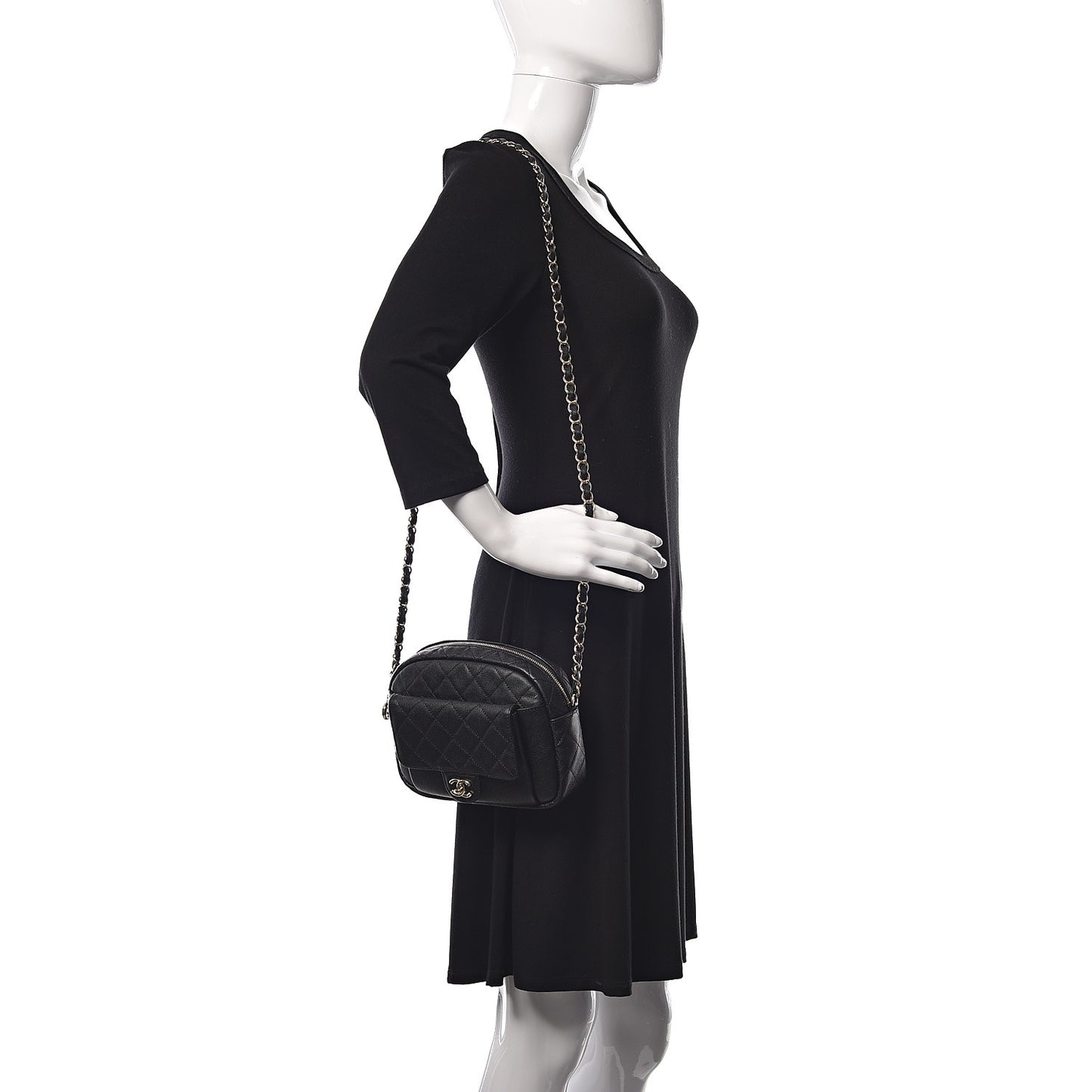 Caviar Quilted CC Day Camera Case Black