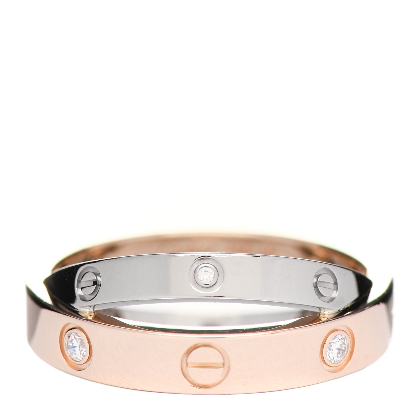 18K Pink White Gold 6 Diamonds LOVE Ring 49 5