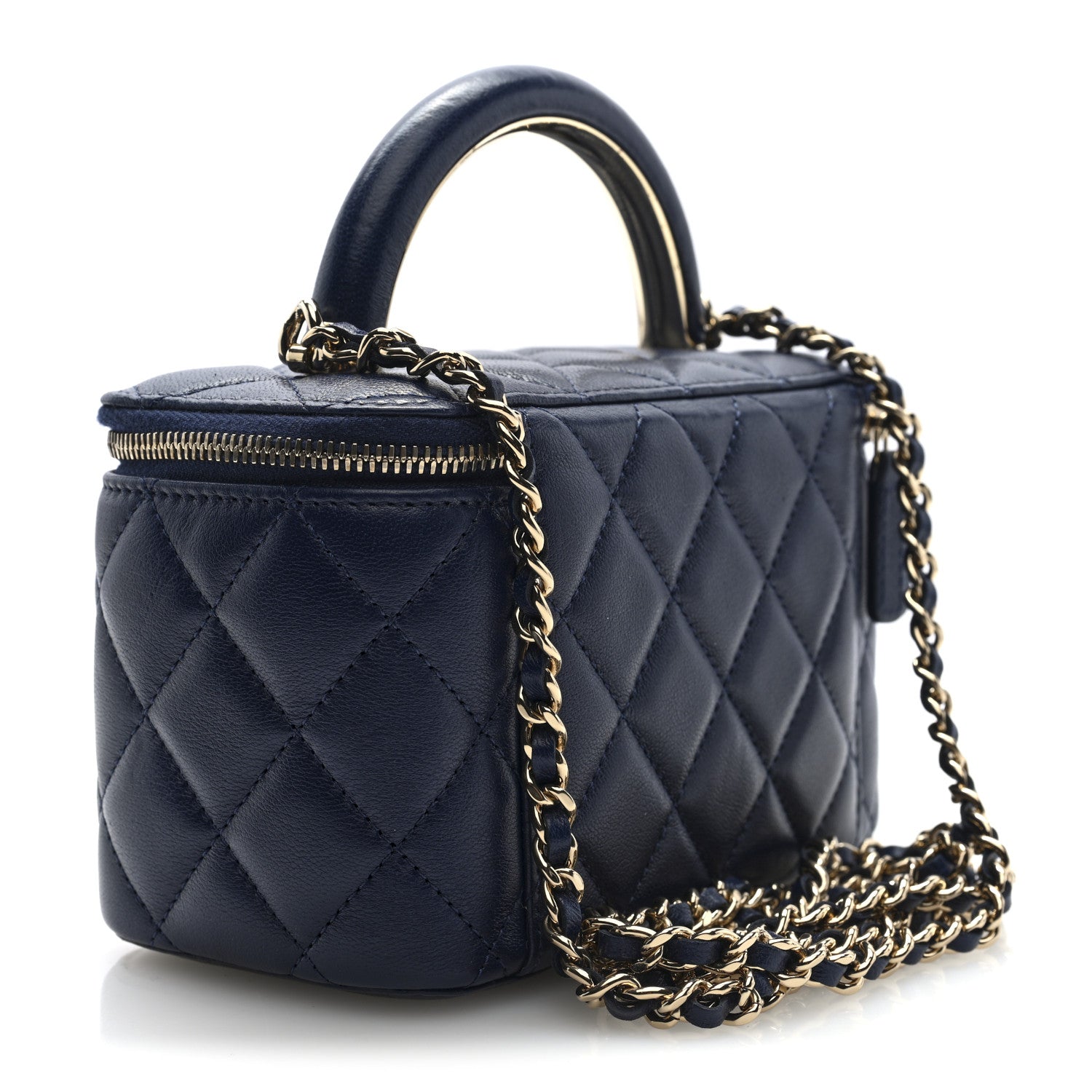 Chanel Lambskin Quilted Small Charming Top Handle Vanity Case With
