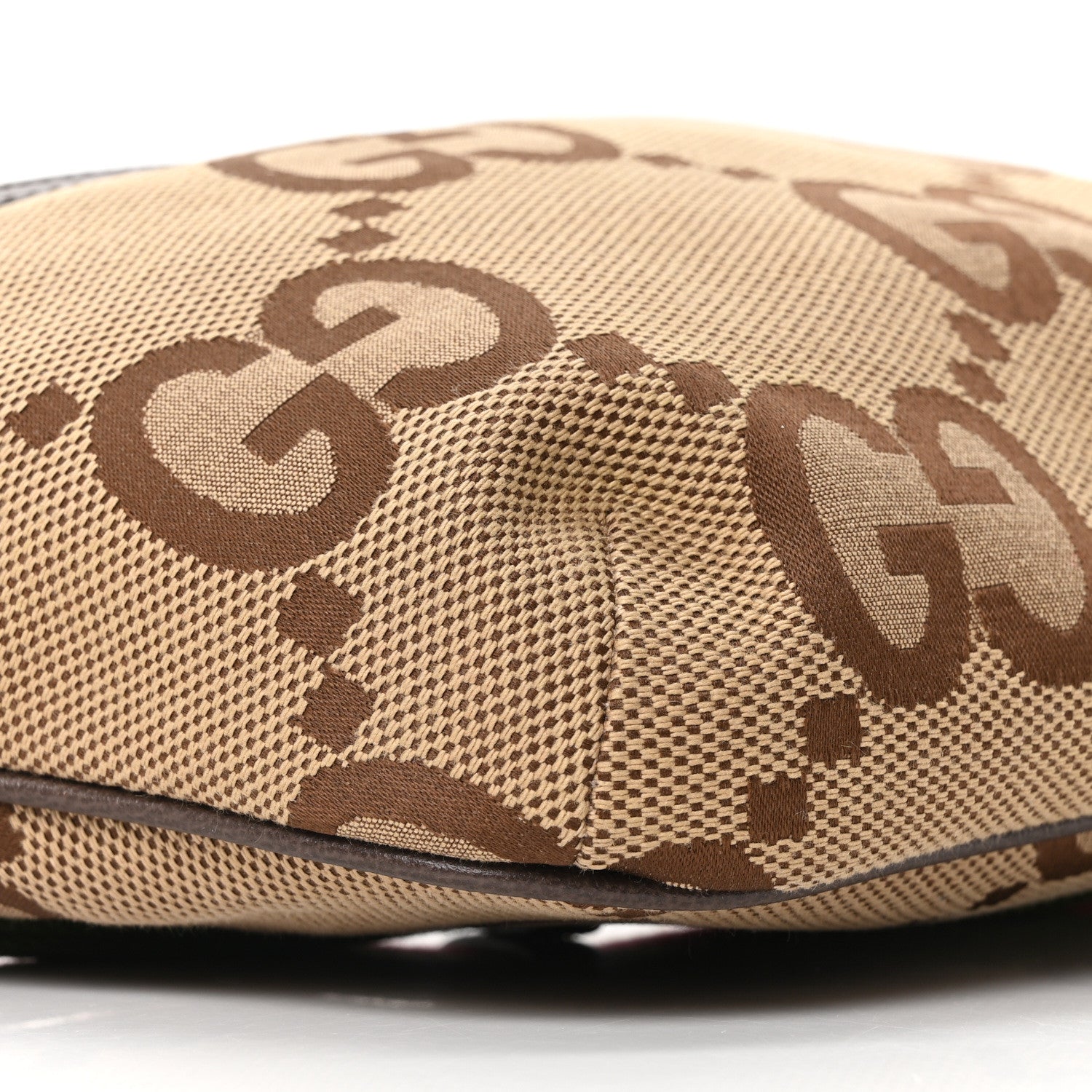 Gucci Monogram Jumbo GG Textured Dollar Calfskin Web Belt Bag Camel Ebony New Acero 9 of 11