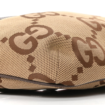 Gucci Monogram Jumbo GG Textured Dollar Calfskin Web Belt Bag Camel Ebony New Acero 9 of 11