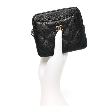 Chanel Caviar Quilted Zip Card Holder Wallet Black 2 of 8