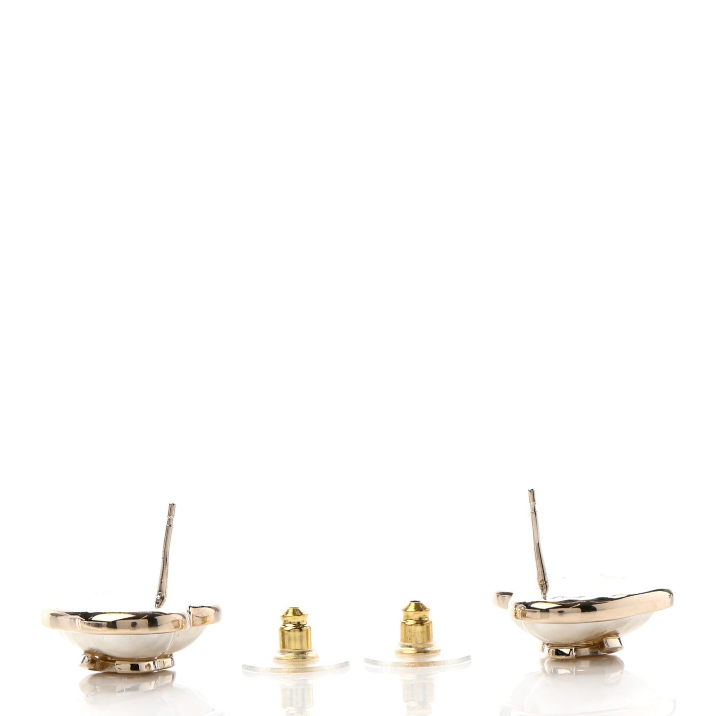 Pearl CC Heart Earrings Gold
