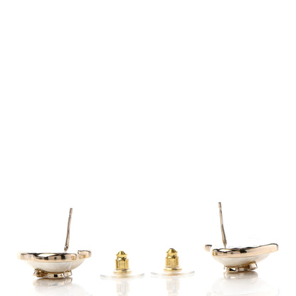 Chanel Pearl CC Heart Earrings Gold 4 of 8