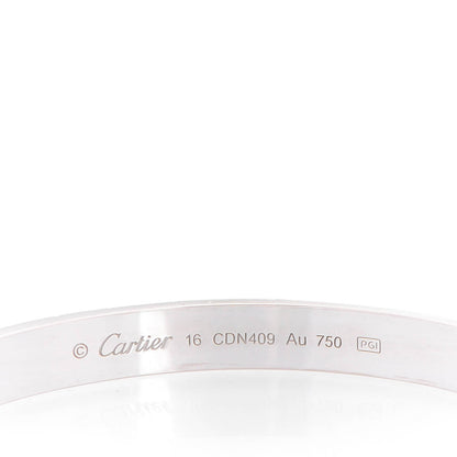 Cartier 18K White Gold LOVE Bracelet 16 3 of 7