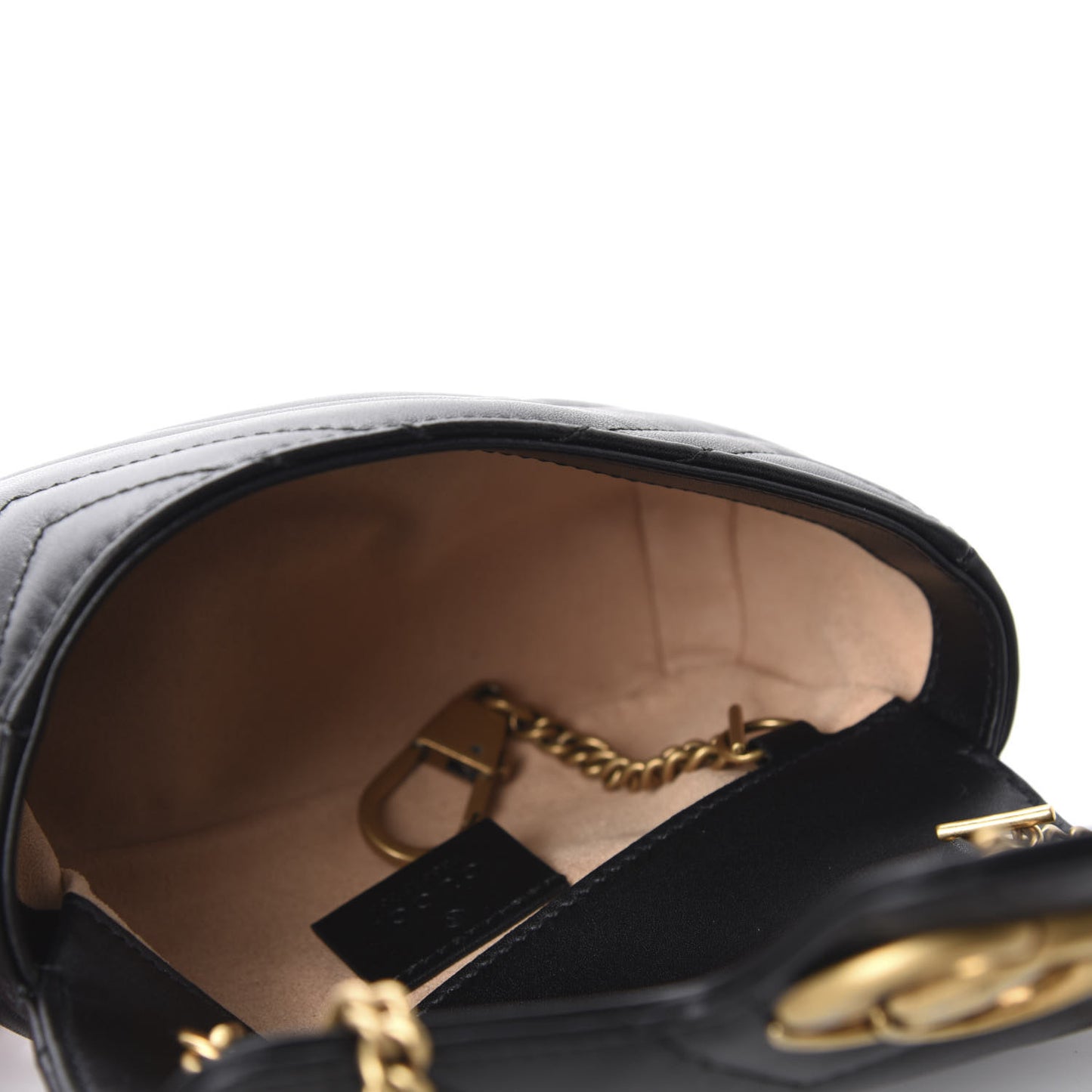 Calfskin Matelasse Super Mini GG Marmont Shoulder Bag Black