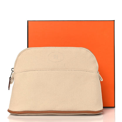 Hermes Cotton Canvas Mini Bolide Travel Cosmetic Pouch Natural 7 of 7