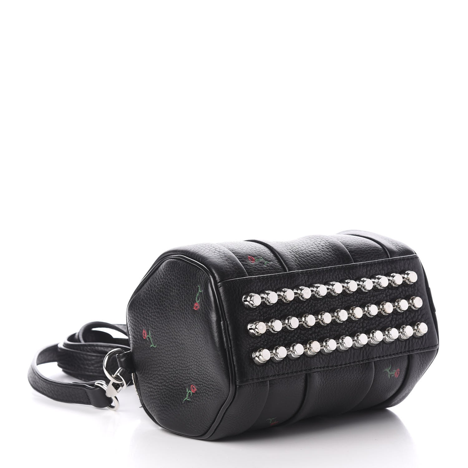 Alexander Wang Pebbled Lambskin Rose Printed Mini Rockie Black Silver Hardware 4 of 8