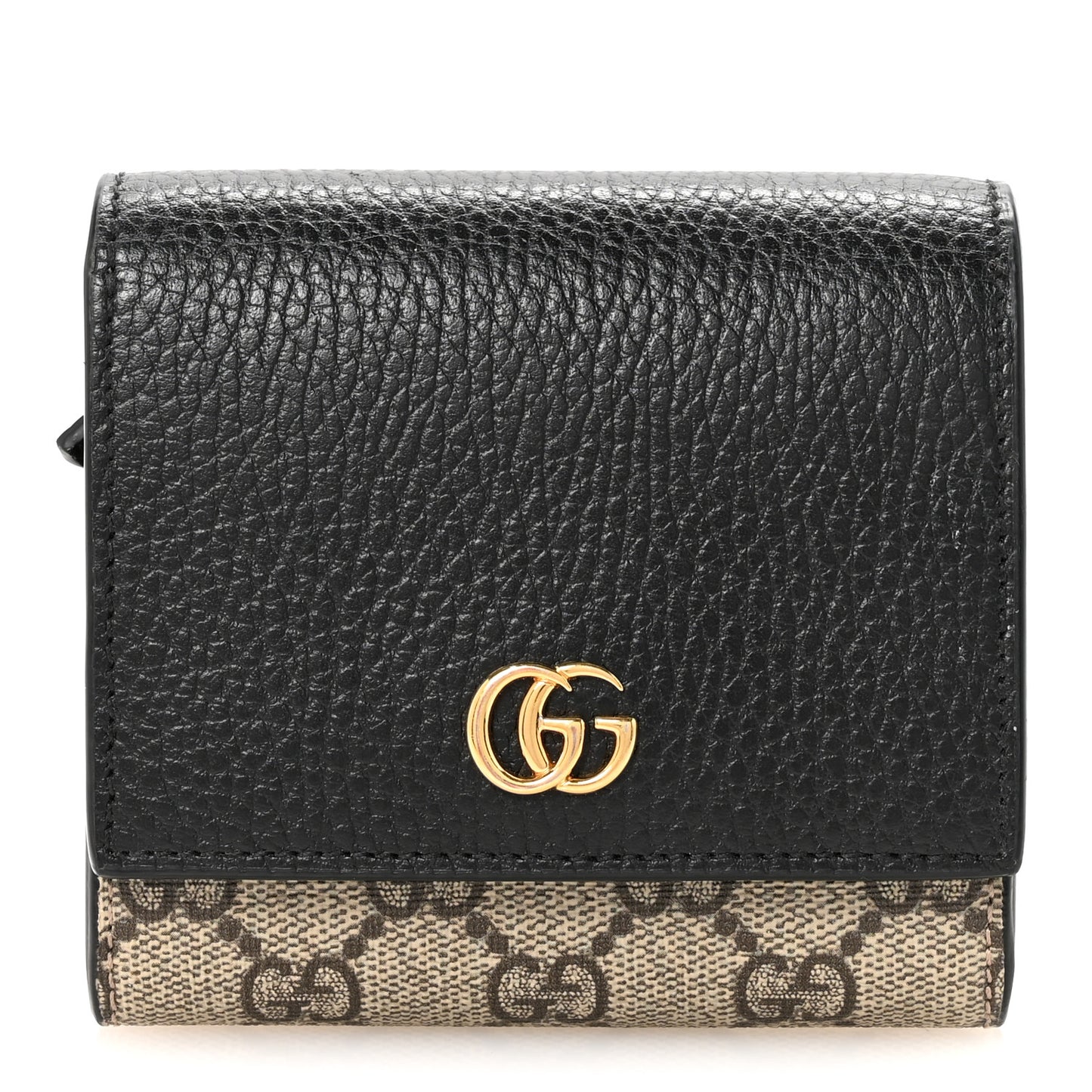 Dollar Calfskin GG Supreme Monogram Medium GG Marmont Wallet Black Beige Ebony