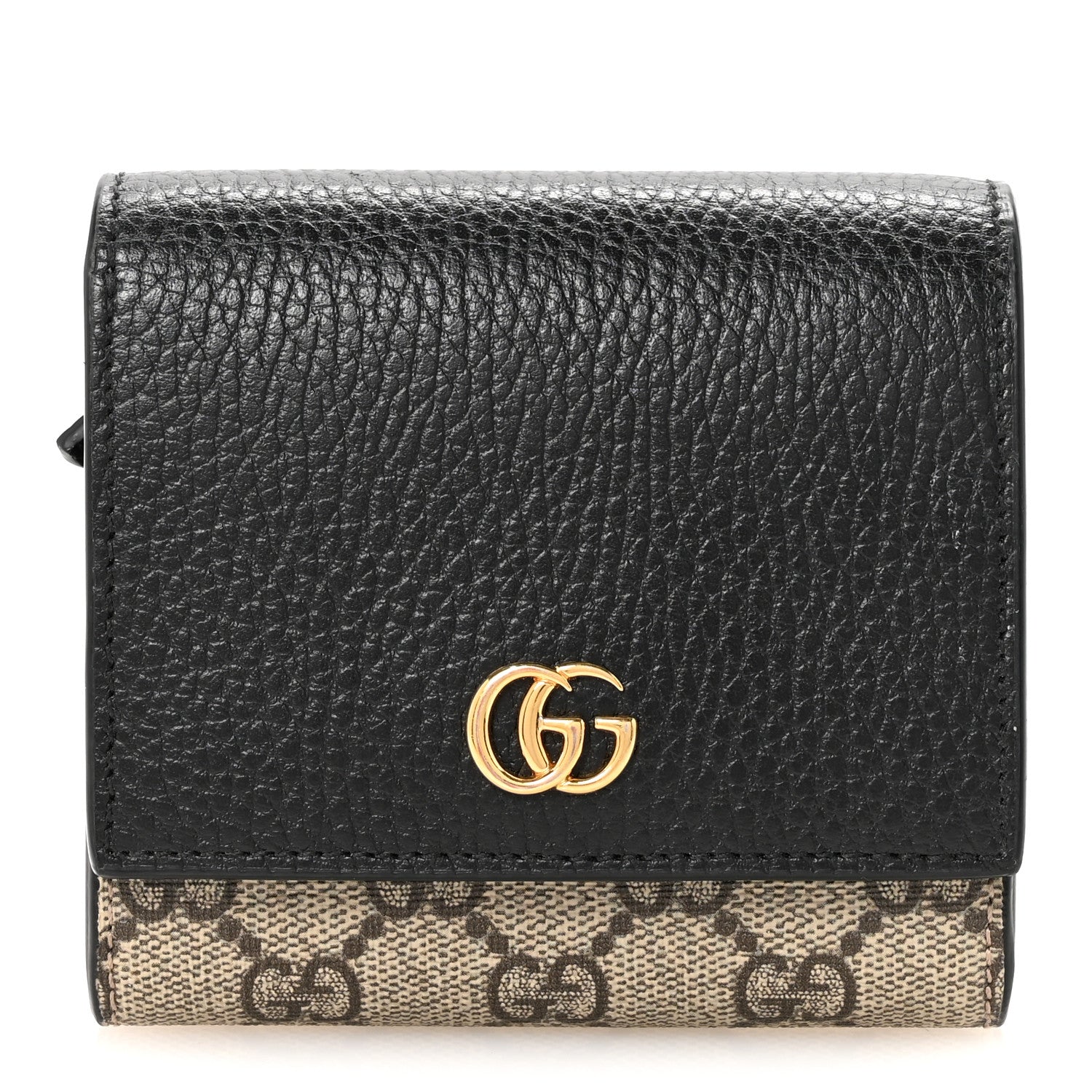 Gucci Dollar Calfskin GG Supreme Monogram Medium GG Marmont Wallet Black Beige Ebony 1 of 6