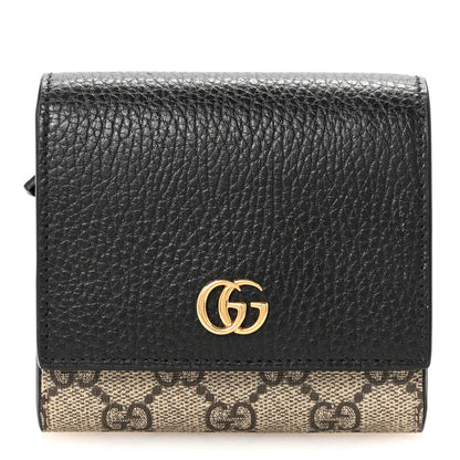 Gucci Dollar Calfskin GG Supreme Monogram Medium GG Marmont Wallet Black Beige Ebony 1 of 6