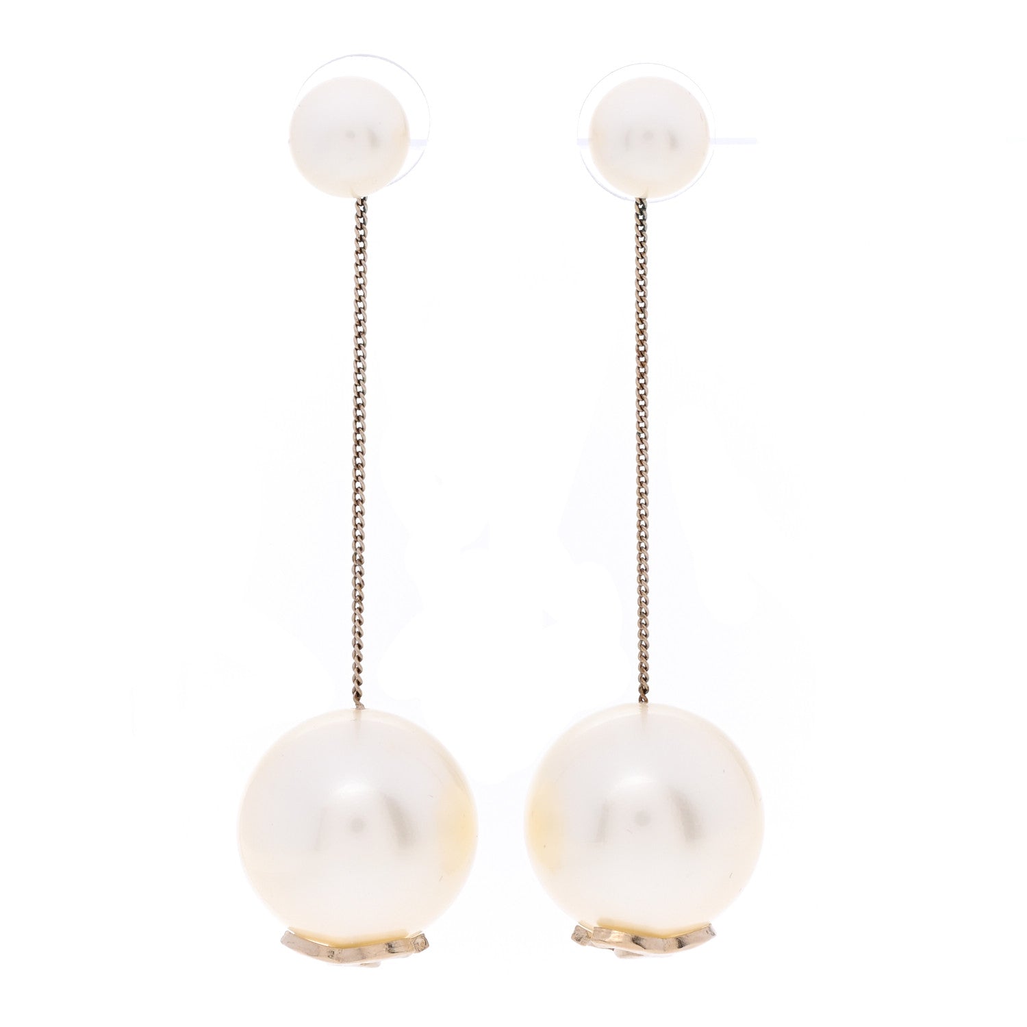 Chanel Pearl CC Chain Drop Earrings Gold 1 of 5