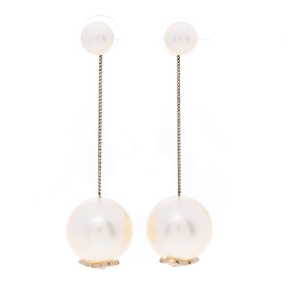 Chanel Pearl CC Chain Drop Earrings Gold 1 of 5