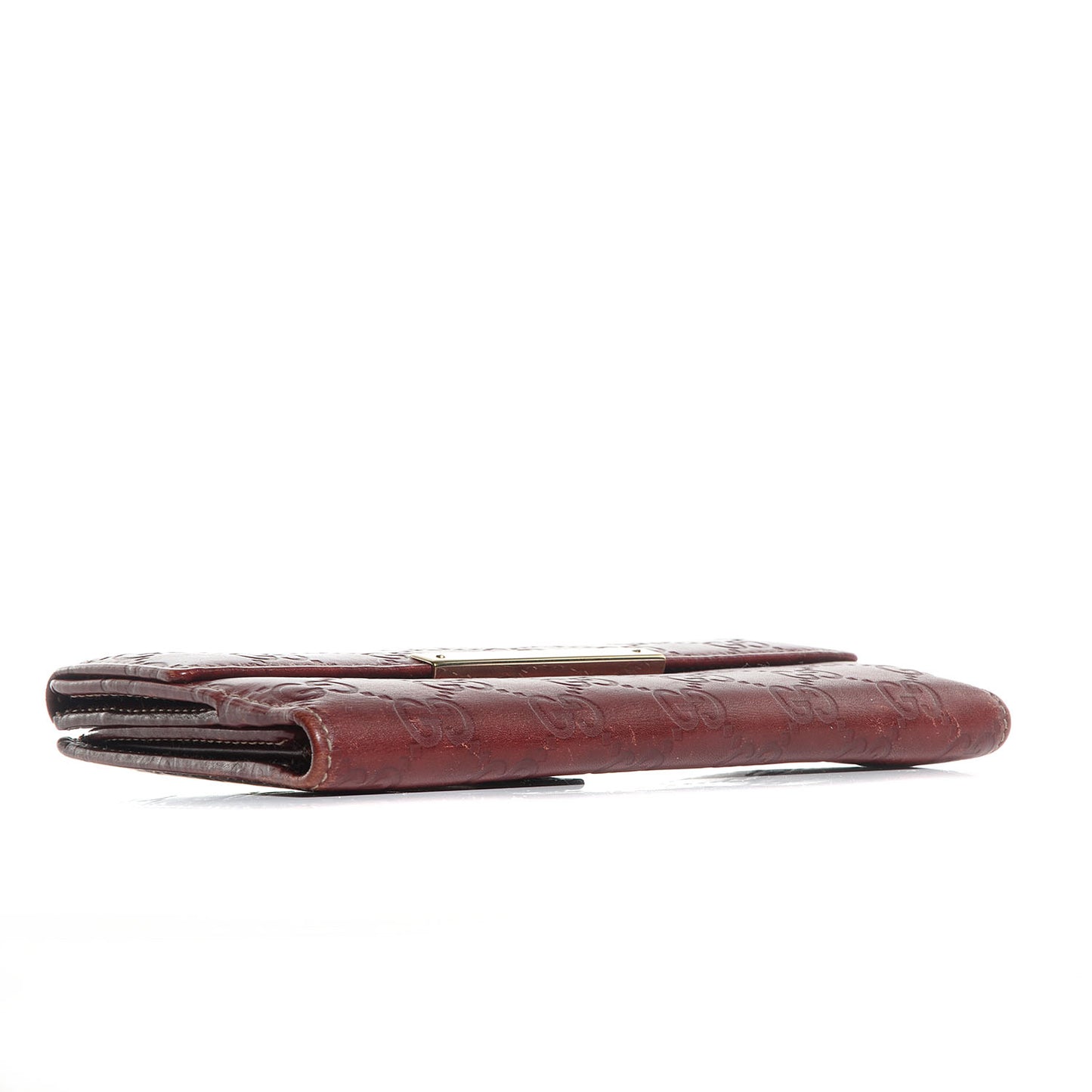 Guccissima Margaux Calfskin Metal Bar Continental Flap Wallet Dark Red
