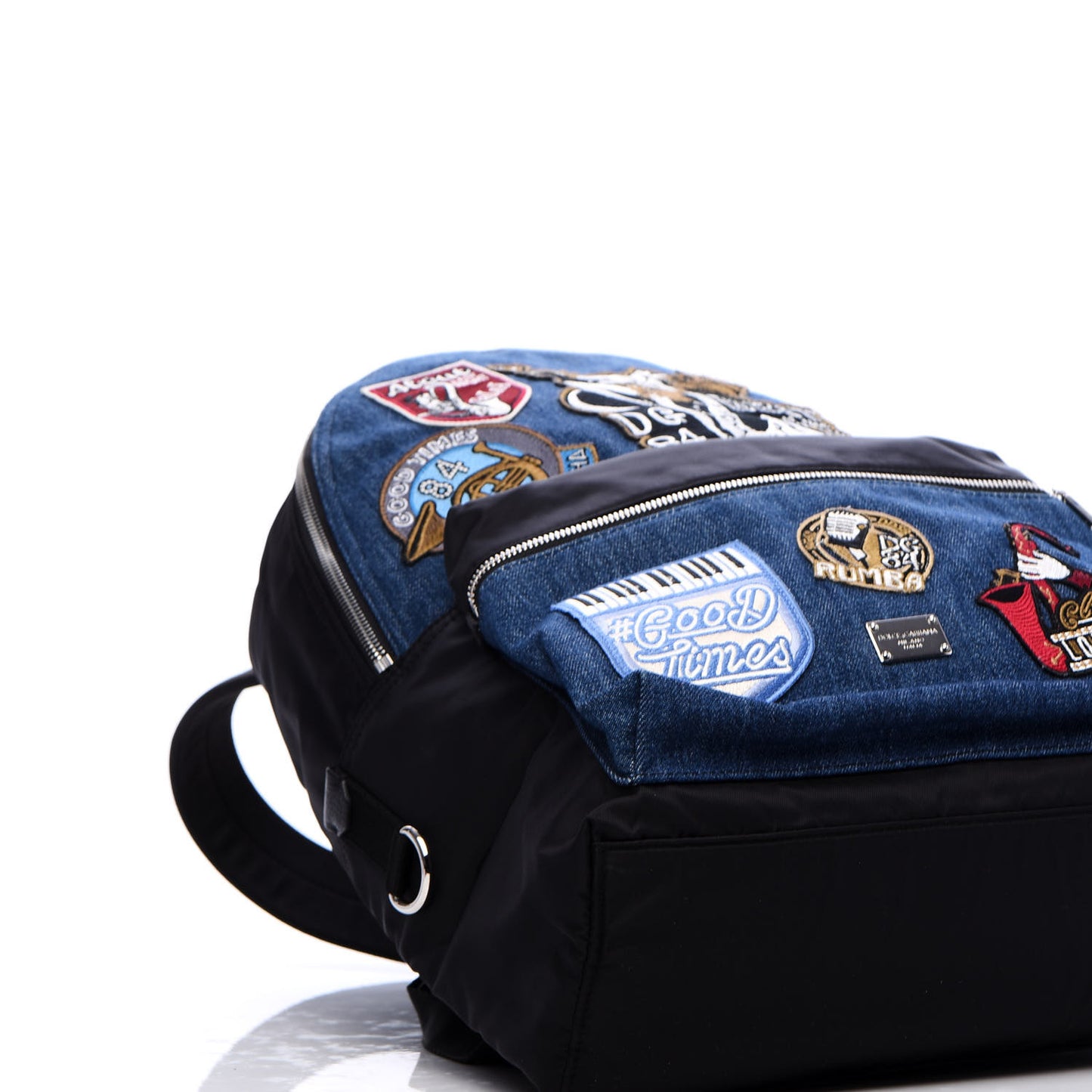 Denim Patched Volcano Backpack Black