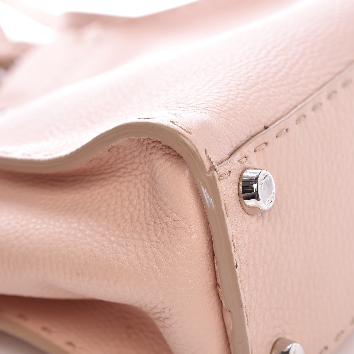 Fendi Cuoio Romano Selleria Bi-Color Medium Peekaboo Iconic Satchel Rosa Plaster Pesca 38 of 45