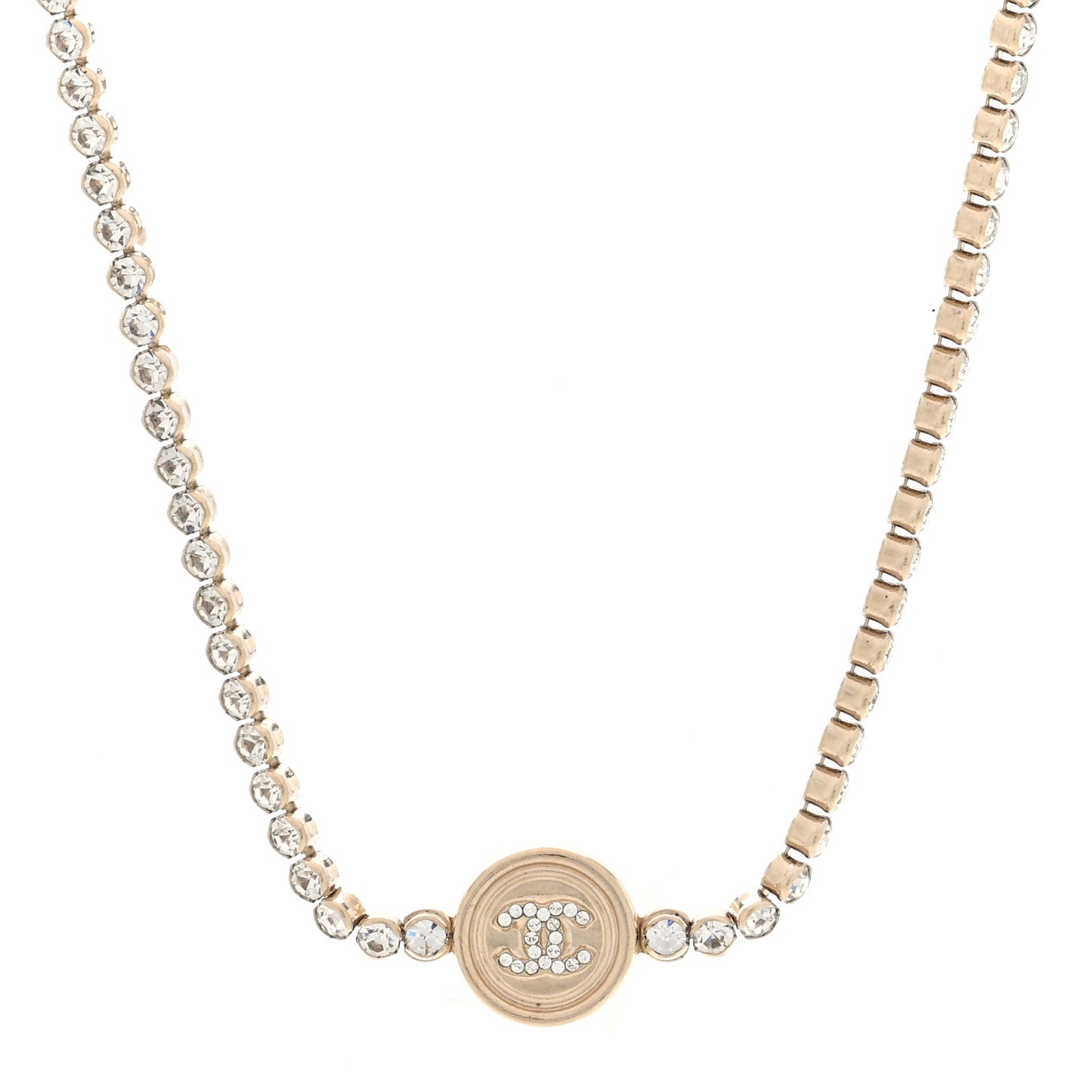 Crystal CC Chain Short Necklace Gold