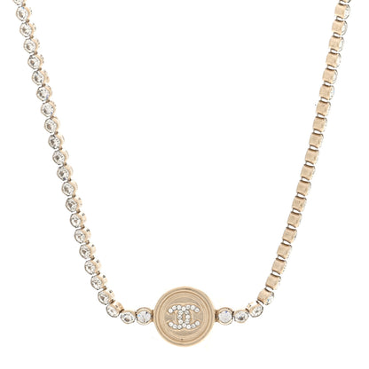 Chanel Crystal CC Chain Short Necklace Gold 1 of 4