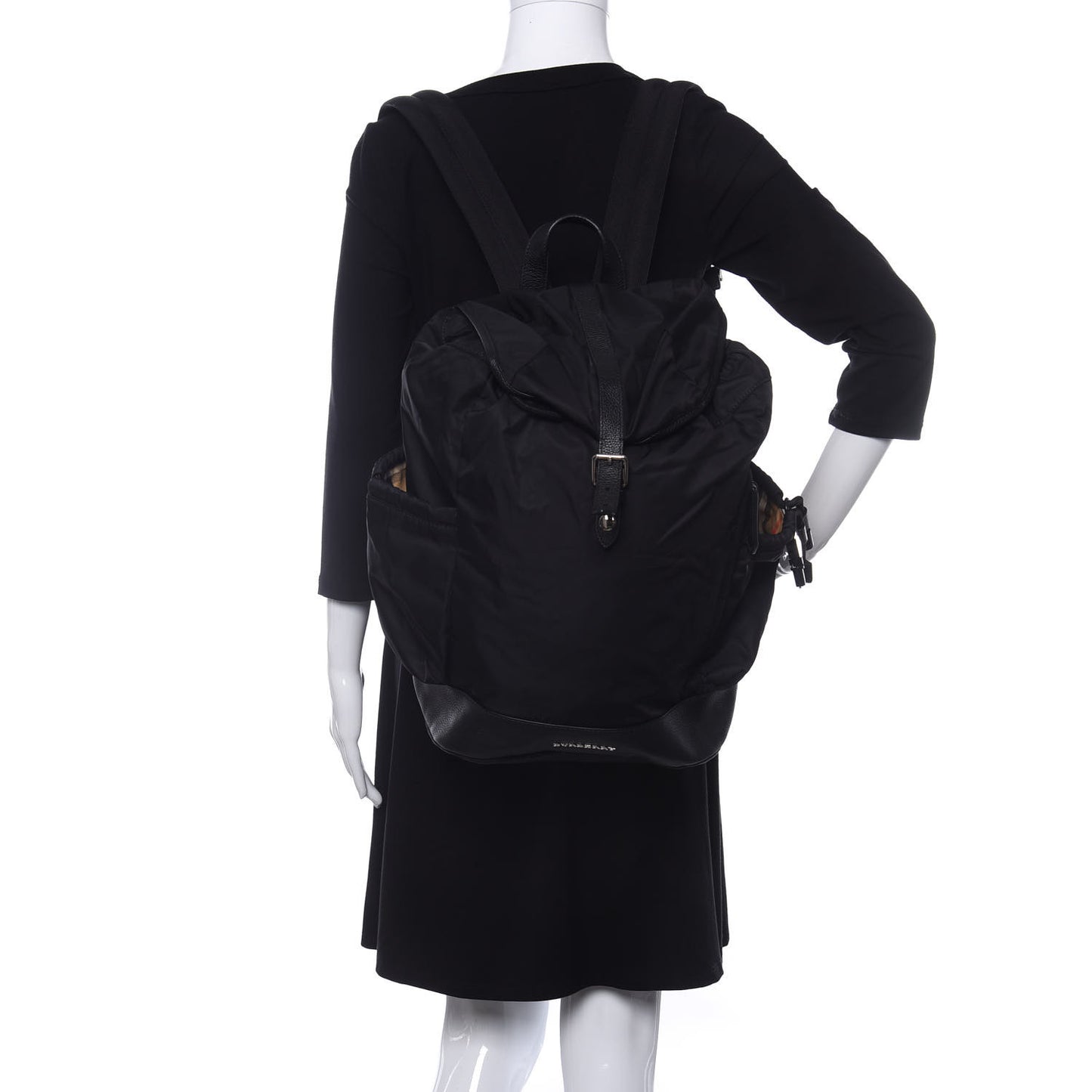 Nylon Grained Calfskin Watson Diaper Bag Black