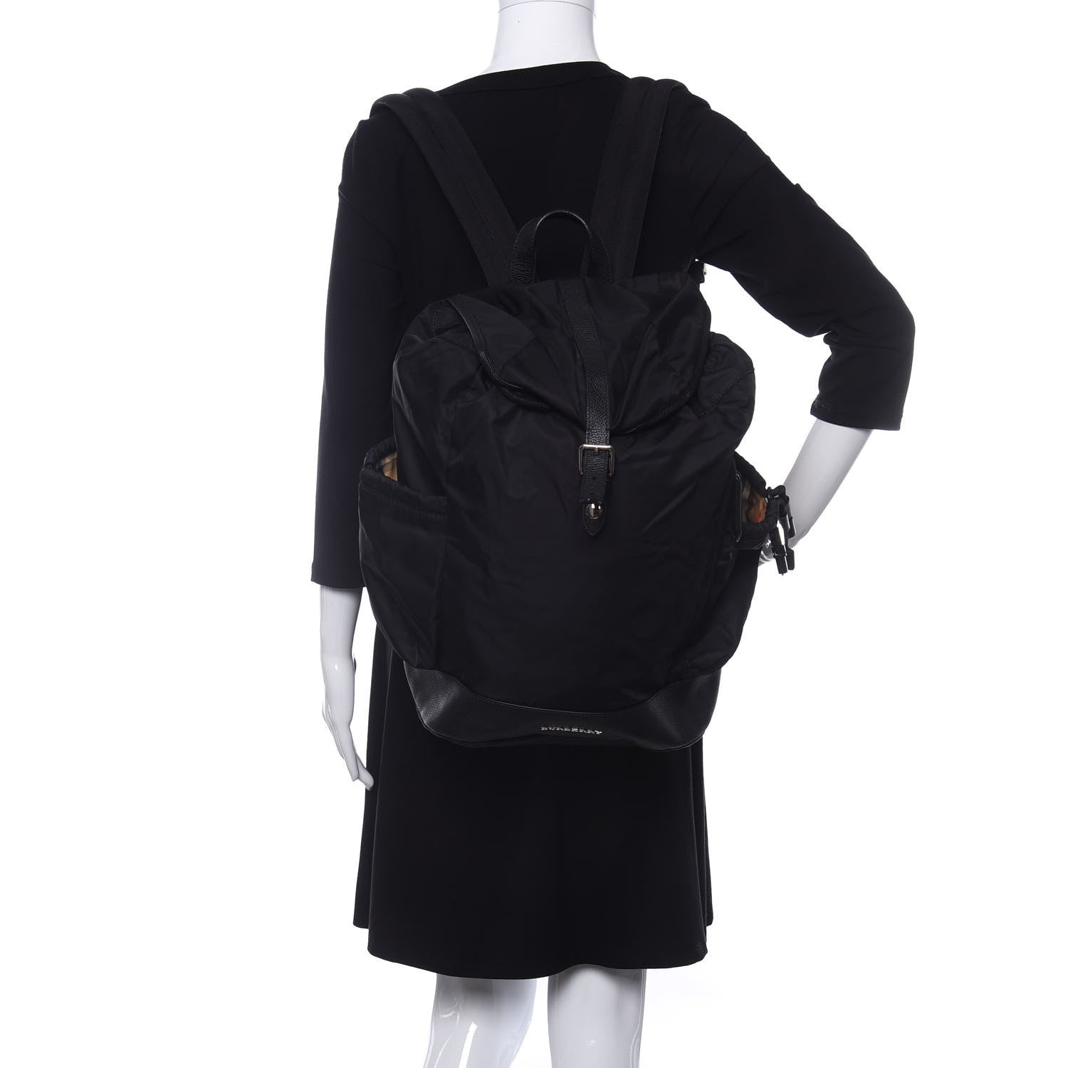 Burberry Nylon Grained Calfskin Watson Diaper Bag Black 2 of 11