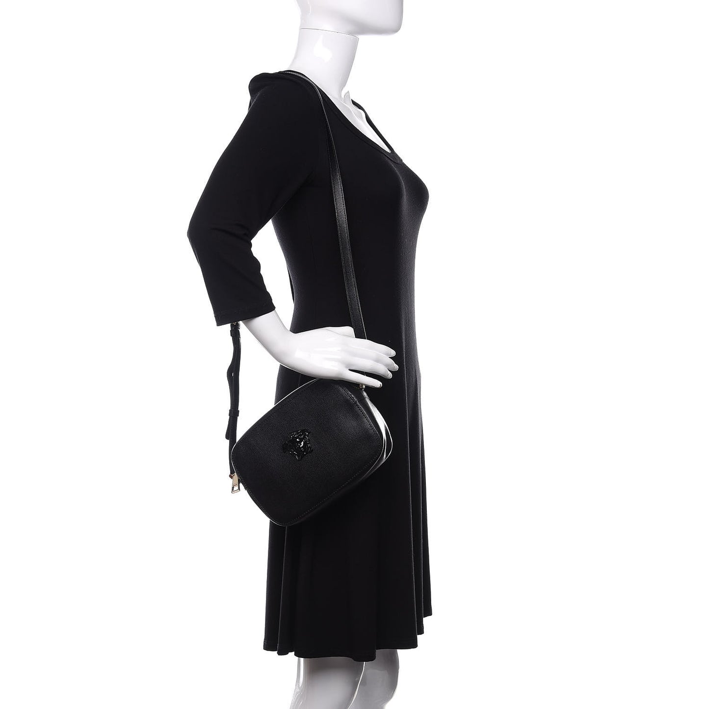 Grained Calfskin Palazzo Camera Bag Black