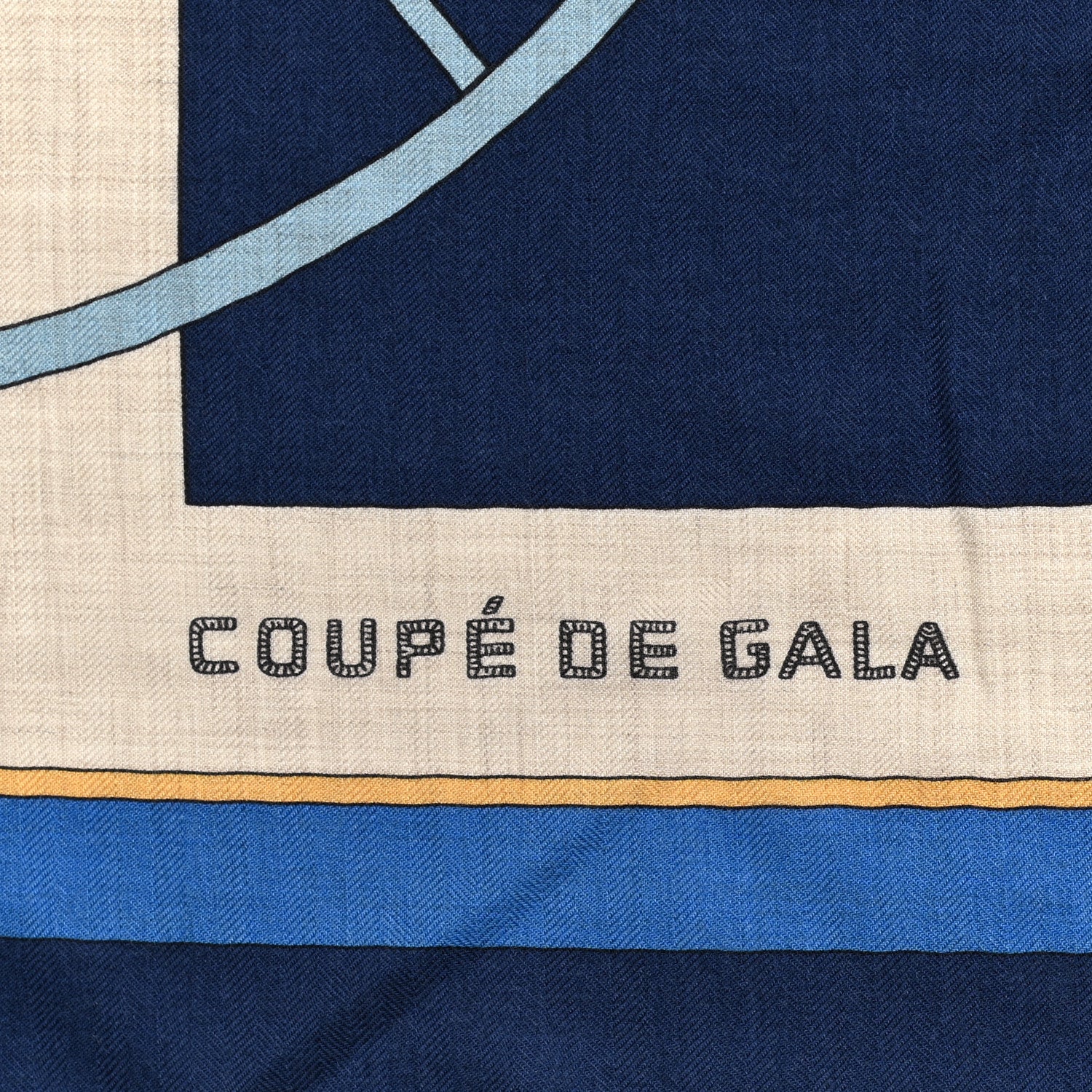 Hermes Cashmere Silk Coup De Gala Shawl 140 Marine Naturel Ciel 5 of 5