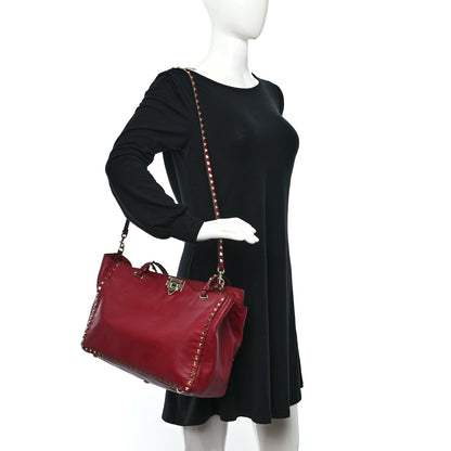 Valentino Garavani Vitello Medium Rockstud Tote Rosso Valentino 2 of 8