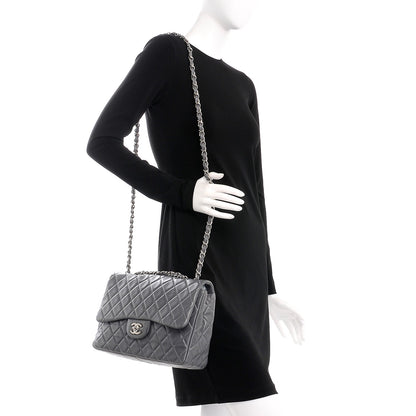 Chanel Lambskin Quilted Jumbo Single Flap Grey 2 of 8