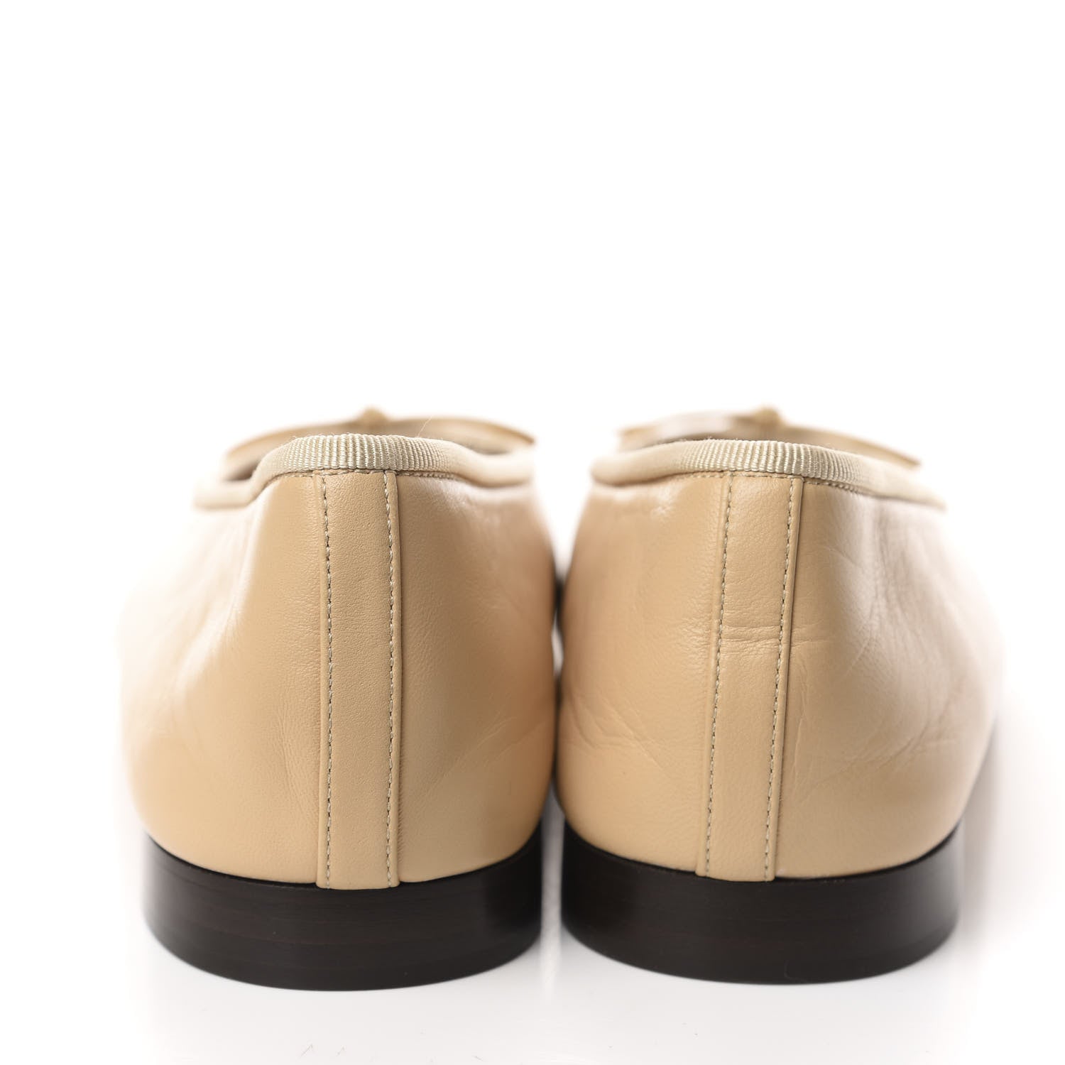 Chanel Lambskin Cap Toe CC Ballerina Flats 40 Beige Black 5 of 10