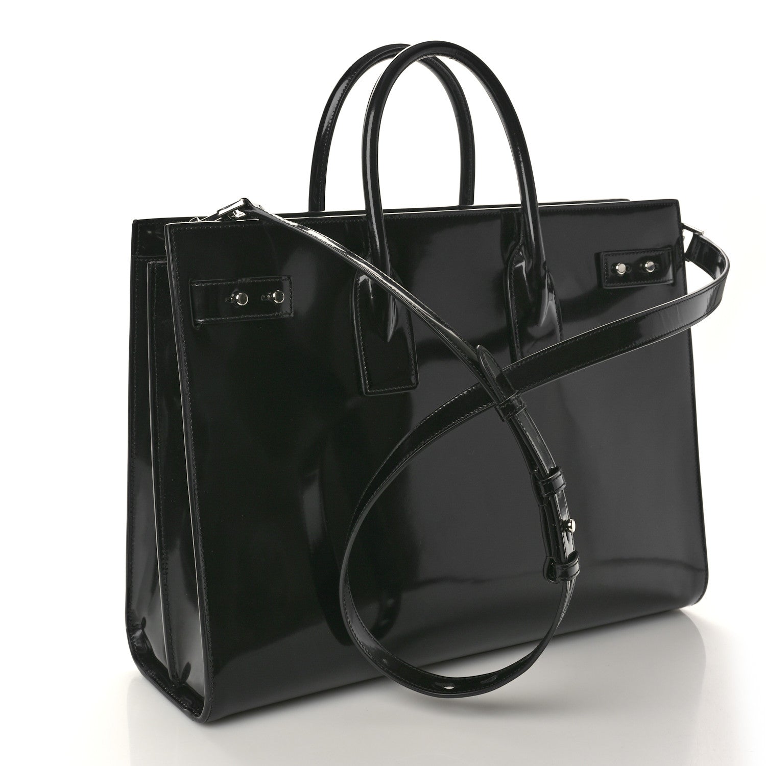 Saint Laurent Patent Calfskin Large Thin Sac De Jour Black 4 of 11