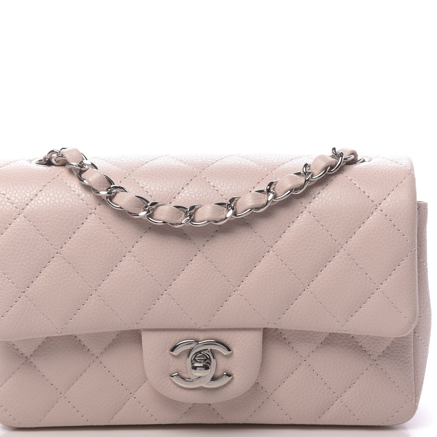 Caviar Quilted Mini Rectangular Flap Light Pink