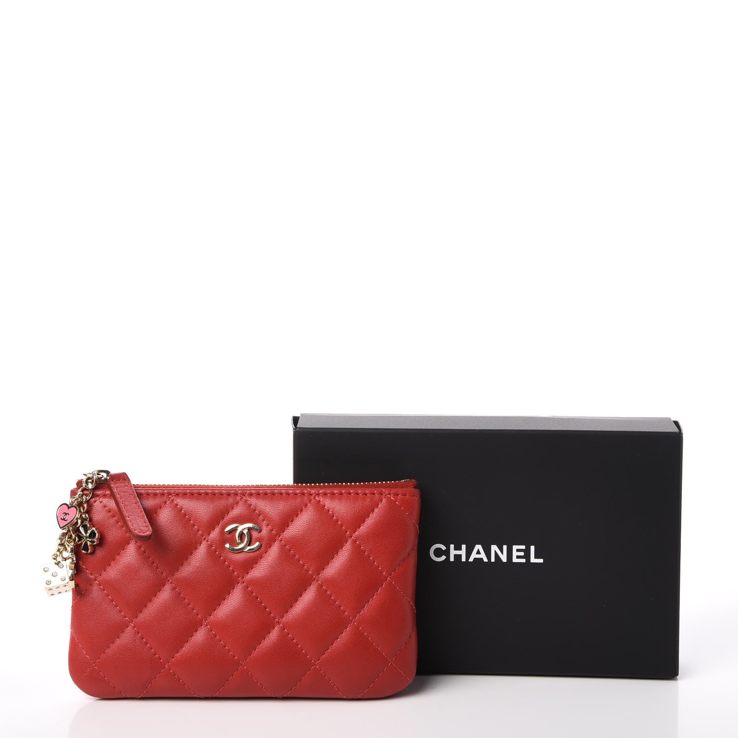 Chanel Lambskin Quilted Small Casino Cosmetic Case Red 8 of 8